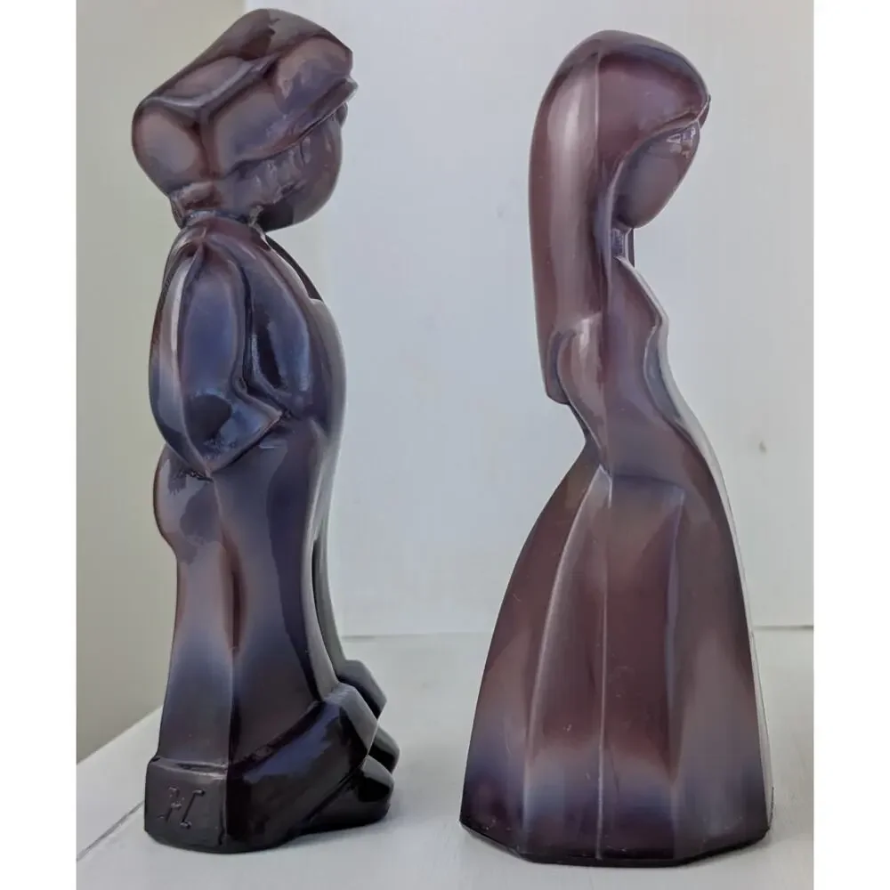 Mosser Glass Jenny & Josh Doll Royal Luster #1 1981 Purple Opaque Glass Figurine